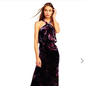 Aidan Mattox Floral printed velvet dress